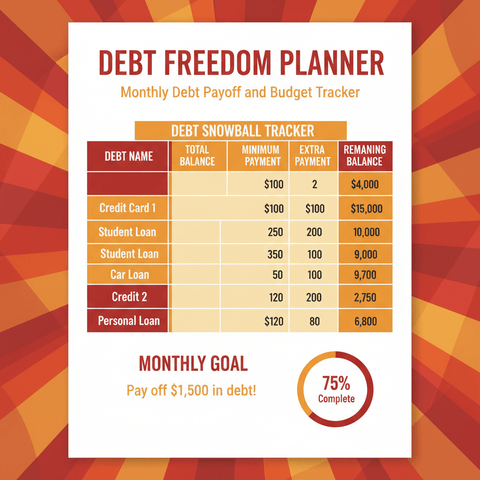Debt Freedom Planner — Monthly Debt Payoff & Budget Tracker - The E-Organizer